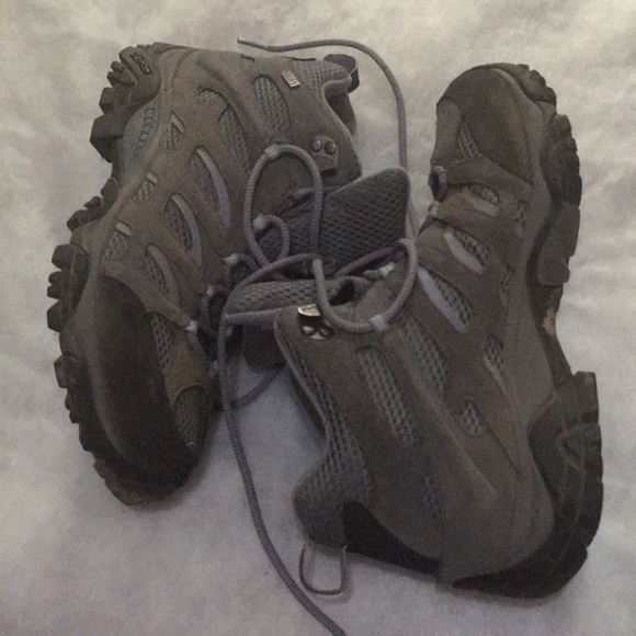 10 MERRELL HIKING BOOTS GREY/PERIWINKLE WOMEN’S - Picture 4 of 8